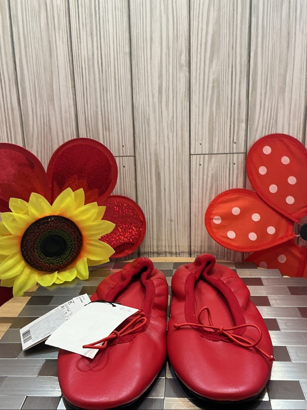 Mango Red Leather Ballet Flats - Picture 2 of 11